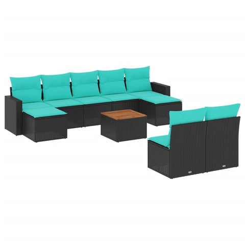 vidaXL Patio Sofa Set with Cushions 10 Piece, Outdoor Conversation Set with Storage, Patio Furniture Set, Modern Style, Black Poly Rattan
