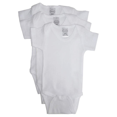 Bambini Cotton White Unisex Short Sleeve Baby Bodysuits 3 Pack Medium
