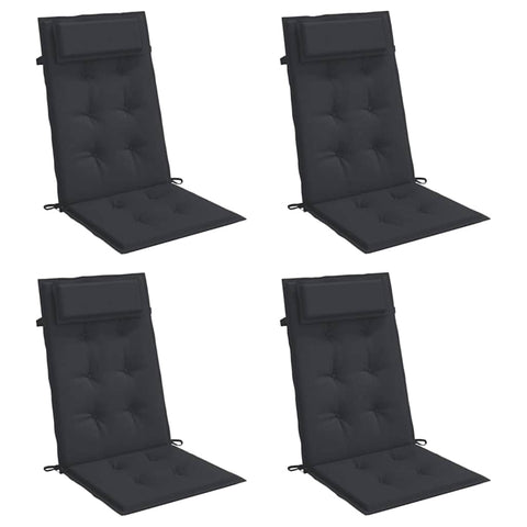vidaXL 4 Piece Highback Chair Cushions Set Black Oxford Fabric Outdoor Use Smooth Breathable Cushion Pillow Seat Pad Garden Patio High Back Comfortable Stylish Seating Weather Resistant