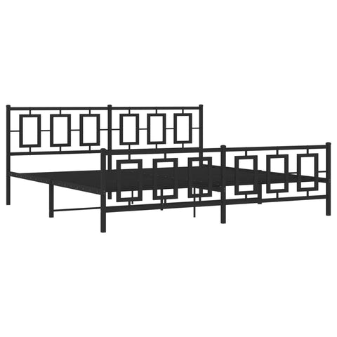 vidaXL Bed Frame Black Powder-Coated Steel 76x80 in Bed Frame
