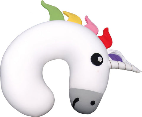 GAMAGO Unicorn Kids & Kidults, Cute Airplane Pillow for Traveling, Ultra Soft Fabric Stuffed with Microbeads for Gentle Neck Support for Flights, Car, Bus & Train Rides, 10.5", White, SF1703