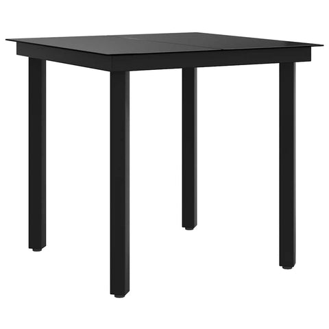 vidaXL Outdoor Dining Table - 31.5" Steel/Glass Square Patio Table for Garden, Balcony, and Deck - Black