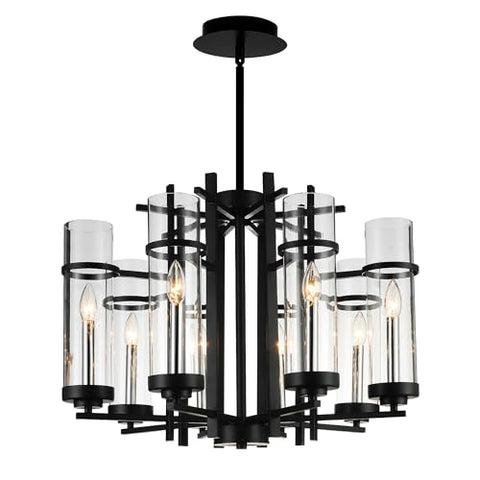 Sierra 8 Light Black Chandelier, 26-Inch Modern Ceiling Light Fixture for Dining Room or Kitchen