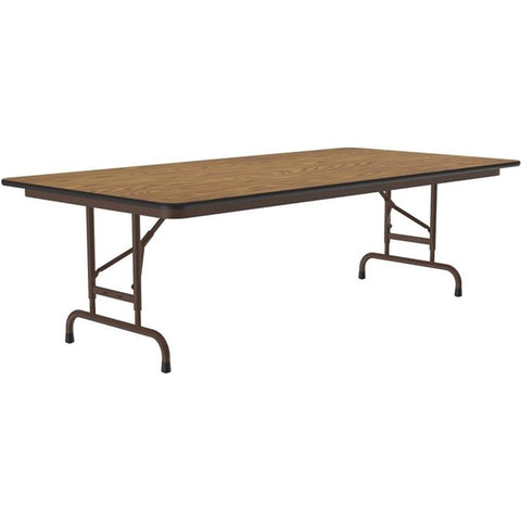 Melamine Top Adjustable Height 30" x 72" Folding Table in Medium Oak Finish By Correll