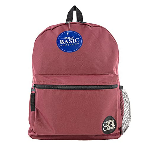 BAZIC 1039 Basic Backpack, Burgundy, 16"