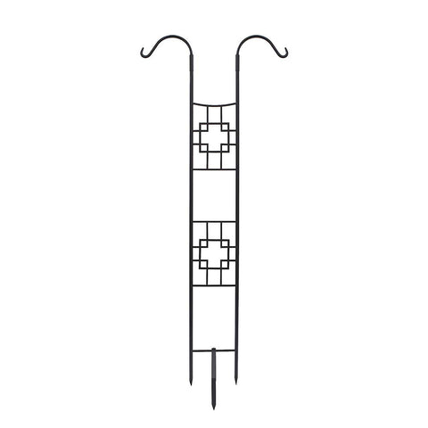 Achla Designs FT-26 Squares Double Pole Wrought Iron Garden Stake Trellis Hanger, Graphite