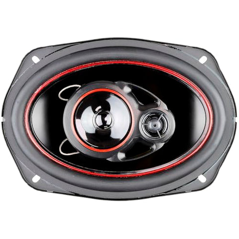 Audiopipe 6” x 9" Tri-Axial Car Speaker (CSL-6923R), 3-Way, 400 Watts, Injection Cone, Rubber Edge, 1” ASV Voice Coil, Mylar Midrange, Easy Installation, Long-Lasting, Black, 4 Ohms, Pair