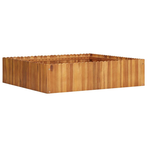 vidaXL Acacia Wood Raised Garden Bed - Outdoor Square Planter Box for Planting, Brown, Slatted Bottom, Easy Assembly, 39.3"x39.3"x9.8"