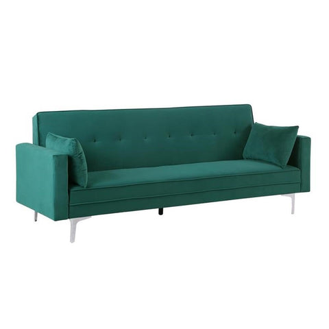 Carolina Classic Siena Velvet Convertible Sleeper Sofa with Pillows in Green