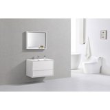 Kube DL24-GW DeLusso 24" High Glossy White Wall Mount Modern Bathroom Vanity