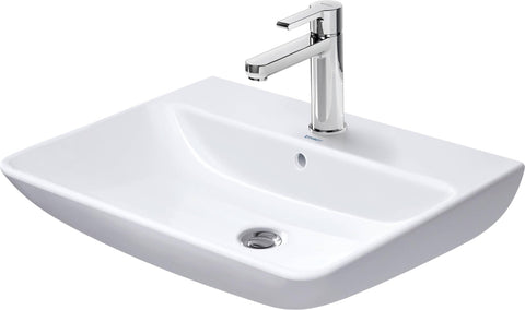 Duravit, 2335650000, ME by Starck 25-5/8" Rectangular Ceramic Wall Mounted Bathroom Sink with Overflow and Single Faucet Hole, White/Glazed Underside