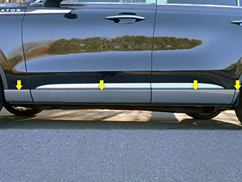 QAA is Compatible with 2020-2026 Lincoln Aviator 8 Piece Stainless Rocker Panel Trim, Lower Kit, 4" - 5" Tapered Width TH60620