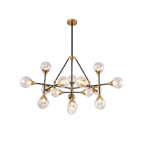 BETHEL a Black Frame with Gold Hardware & Clear Glass Shades Ceiling Fixture