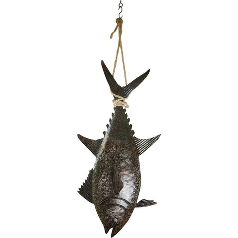 Kalalou Recycled Hand Hammered Metal 3D Tuna, One Size