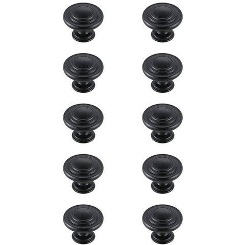 Elegant Lighting Indoor Modern Home Decorative Cabinet/Drawer Hardware Minu 1.3" Diameter Matte Black Mushroom Knob Multipack (Set of 10)