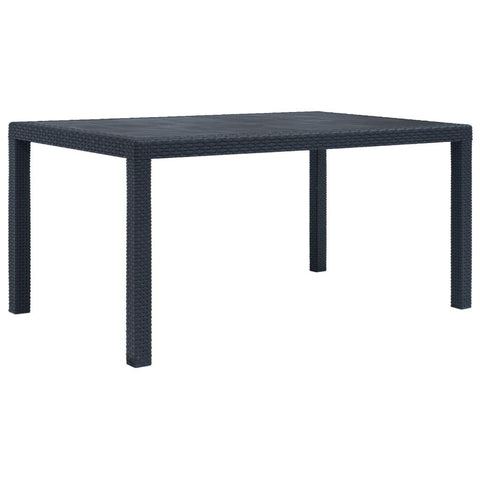 vidaXL Anthracite Patio Table with Rattan Look Design | Durable & Weather | Lightweight Outdoor Dining Table for Garden, Patio or Campsite - Dimensions 59"x35.4"x28.3".