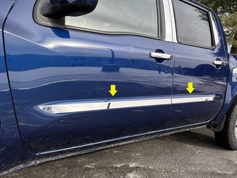 QAA part AT72510 is a 4 piece Stainless Steel Body Side Molding Accent Trim 1 5/8" wide that is compatible with Nissan Frontier 2022-2024