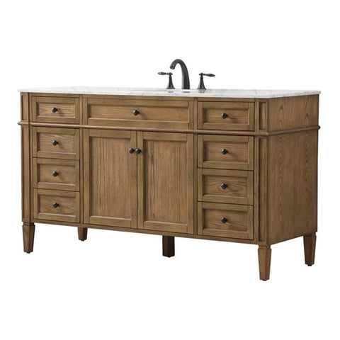 Elegant Decor Park Avenue 60" Aluminum MDF Single Bathroom Vanity in Driftwood