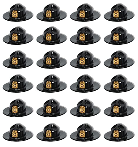 Beistle 24 Piece Police Chief Plastic Trooper Party Hats – Halloween Costume Accessory, Black