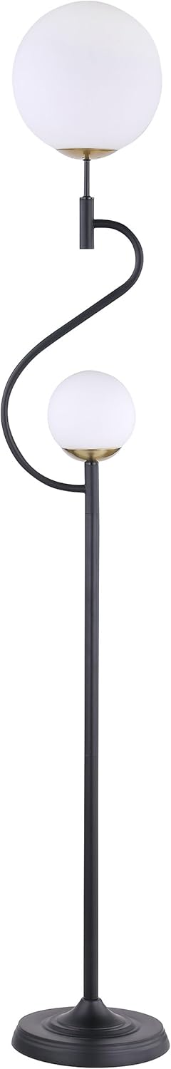 Coaster Home Furnishings - Dacki - Metal Floor Lamp with Dual Spherical Glass Globe Shades and S-Curve Stand - Living Room - 69-Inch - Black - 920243