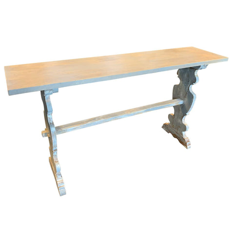 Crestview Collection CVFNR652 Bengal Manor Mango Wood Carved Leg Console Table Heavily Distressed Grey Finish Furniture