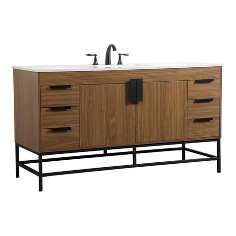 Elegant Decor Indoor Modern Under Sink Bathroom Fixtures Storage Organizer Cabinet 24 inch Single Bathroom Vanity - Natural Oak