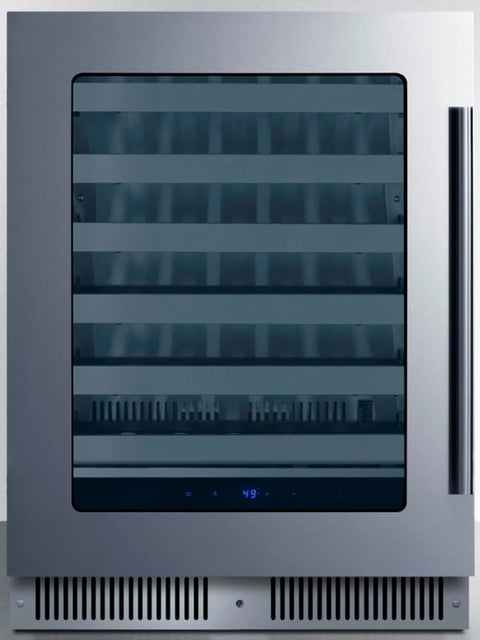 Summit 24” Wine Cellar, Built-in Wine Cellar, Shallow 18” Depth, 33 Bottle Capacity, Stainless Steel- SDHW2442LHD (Left Handed Door Swing)