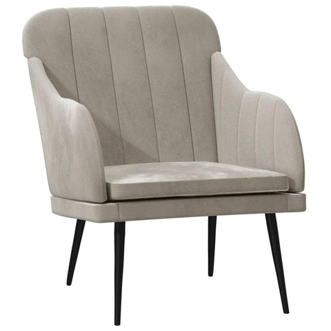 vidaXL Modern Velvet Armchair - Light Gray, Comfortable Foam Filling, Certified Safety Standard, 24.8"x29.9"x31.5" Dimensions, Robust Construction