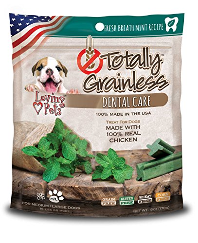 Loving Pets Totally Grainless - Fresh Breath Mint Dental Sticks for Dogs (for Medium/Large Dogs 20+ lbs), 6oz