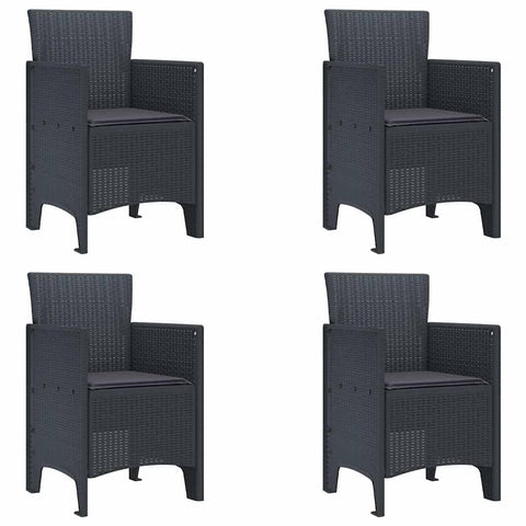 vidaXL Garden Chair 4 pcs Anthracite 20.87 x 19.29 x 33.46 in, Garden & Terrace, Stylish Armchair, Rectangle Outdoor Seat, Tough Patio Chair, Comfy Lounge for Chillin