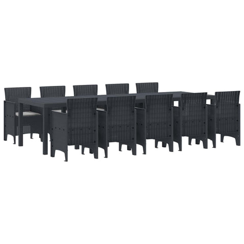 vidaXL Garden Dining Set with Cushions with Cushion 11 pcs, Outdoor Dining Set for Garden and Patio, Stylish, Tough, Weatherproof Polypropylene, Perfect for Summer