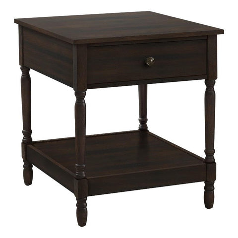 Monarch Specialties 3976, 2 Tier, End, Side, Square, Bedroom, Lamp, Brown Veneer Accent table, Nightstand, 21.75" L x 23.5" W x 25" H, Walnut