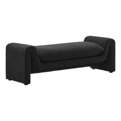Waverly Boucle Fabric Bench in Black
