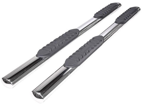 TrailFX Nerf Bar Side Steps Fits Ram 1500 Crew Cab 2011–2018 Polished Stainless Steel with Step Pads Rocker Panel Mount 4-Inch Oval Straight Set of 2 TrailFX A1537S