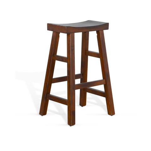 Sunny Designs 30" Saddle Seat Mahogany Wood Stool in Medium Brown (Set of 2)