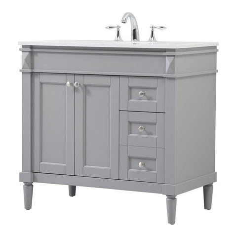 Elegant Decor Indoor Modern Under Sink Bathroom Fixtures Storage Organizer Cabinet 36 inch Single Bathroom Vanity - Grey