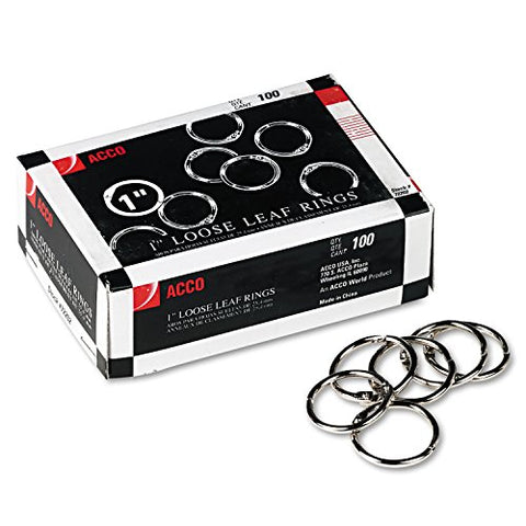 Metal Book Rings 1 inch Diameter 100/Box