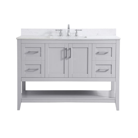 Elegant Decor Aubrey 48" Solid Wood Single Bathroom Vanity w/Backsplash in Gray