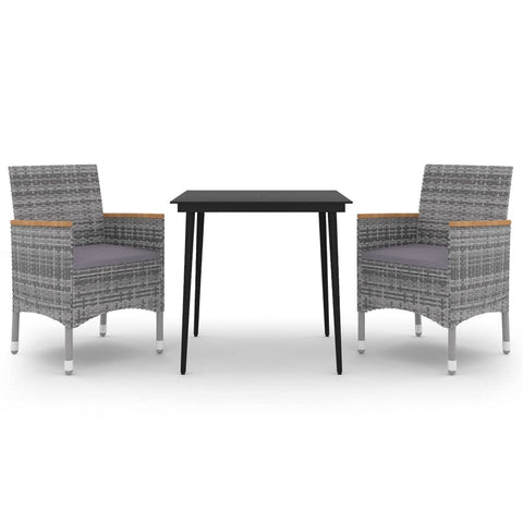 vidaXL 5 Piece Patio Dining Set - Durable Poly Rattan, Powder-Coated Steel Frame and Solid Acacia Wood with Cushions - Weather- and Easy to Clean - Grey