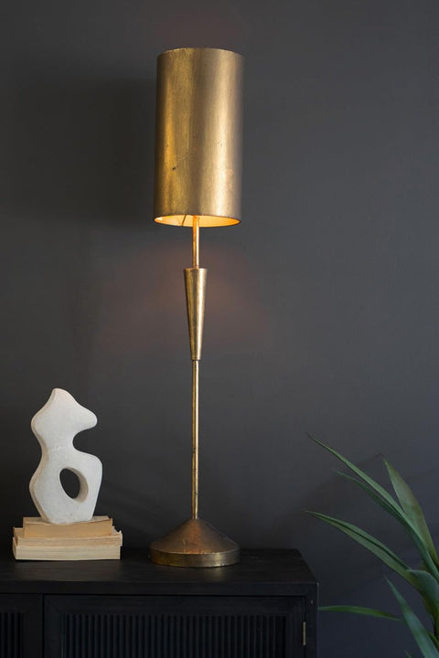 KALALOU CLL2803 Antique Gold Table Lamp with Metal Barrel Shade