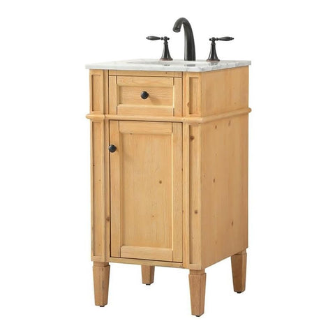 Elegant Decor Park Avenue 18" Aluminum MDF Single Bathroom Vanity - Natural Wood