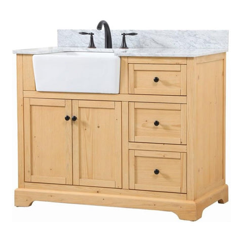 Elegant Decor Franklin 42" Single Bathroom Vanity with Backsplash - Natural Wood