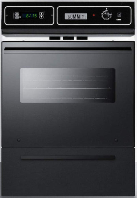 Black glass 220V electric wall oven with digital clock/timer and oven window for cutouts 22 3/8 wide by 34 1/8 high