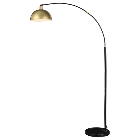 Coaster Home Furnishings - Gloria - Arched Metal Floor Lamp with Marble Base and Gold-Finished Dome Shade - Living Room - 74-Inch - Black & Gold - 920059