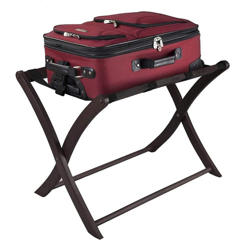 Oakestry Wood Scarlett Folding Luggage Rack Heavy Duty Espresso Suitcase Baggage Holder Space Saving Stand for Guest Room Bedroom Hotel Portable and Sturdy Travel Rack