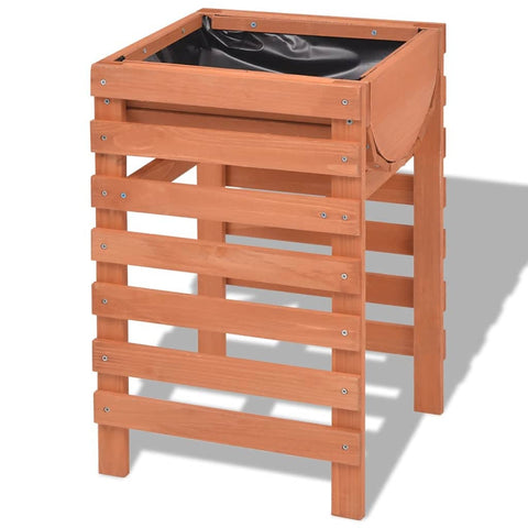 vidaXL Planter Slatted Design Outdoor Garden Raised Flower Herb Pot Display Box Stand Rack Flower Shelves 14.9" Wood