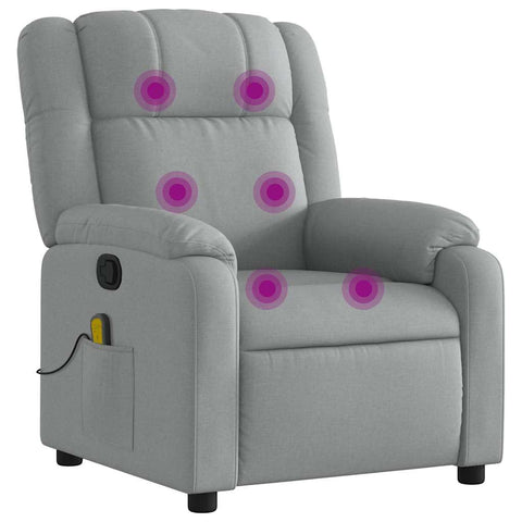 vidaXL Massage Recliner Chair, Adjustable Reclining Armchair for Elderly, Wingback Recliner for Home Theater Cinema, Modern Style, Light Gray Fabric