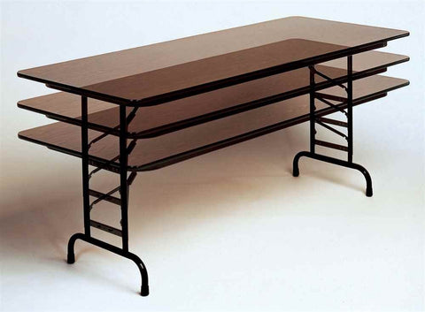 Correll Pca3672P-06 Solid Plywood Core Folding Tables - Adjustable Height - Med Oak