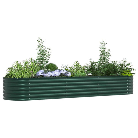 vidaXL Green Metal Garden Raised Bed Planter | Galvanized Steel for Outdoors | Oval Shape | Modern Design | Durable and Spacious Build for Vegetables, Herbs, Seasonal Gardening