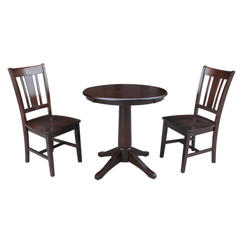 International Concepts 30" Round Top Pedestal Table - with 2 San Remo Chairs